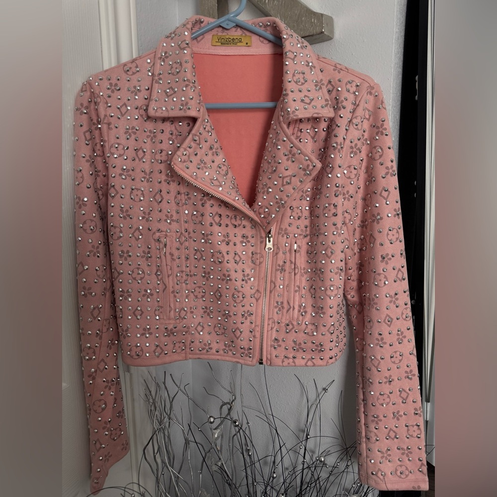 Studded Pink Women's Zip Jacket